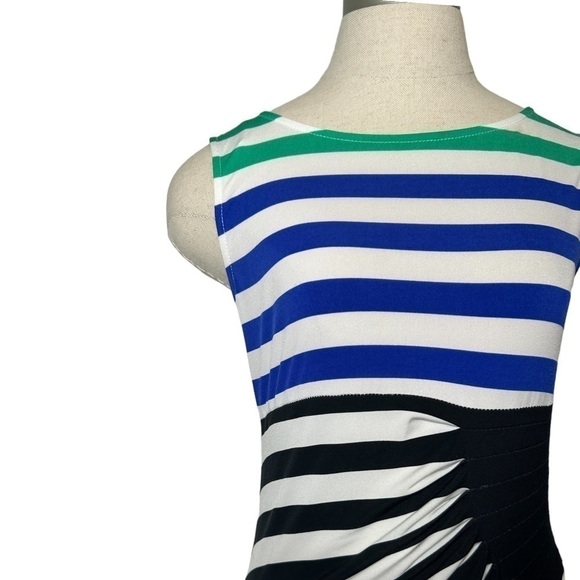 2/$30 London Times Sleeveless Stripe Long Stretch Maxi Dress  Slimming Panel - Picture 12 of 15